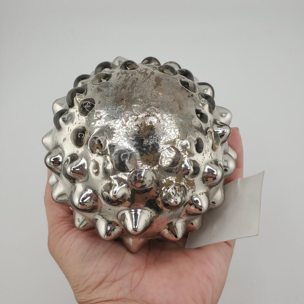 Retro Z Gallerie Christmas Ornament Hobnail Silver Antique Smoke 4" New Holiday - Picture 5 of 7
